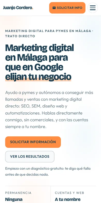La misma portada de juanjocordero.com en un móvil.