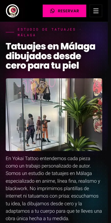 La misma portada de yokaitattoo.es en un móvil.